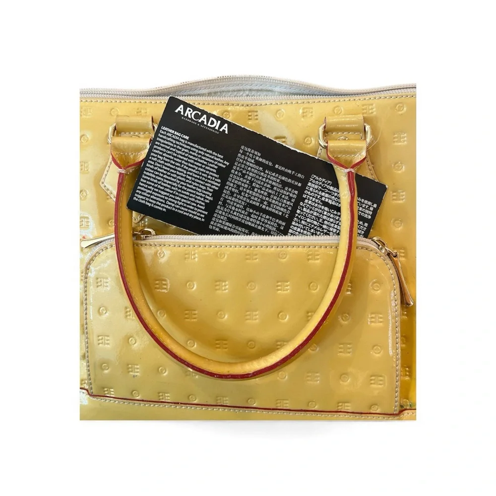 Arcadia Yellow top handle Patent Leather Handbag